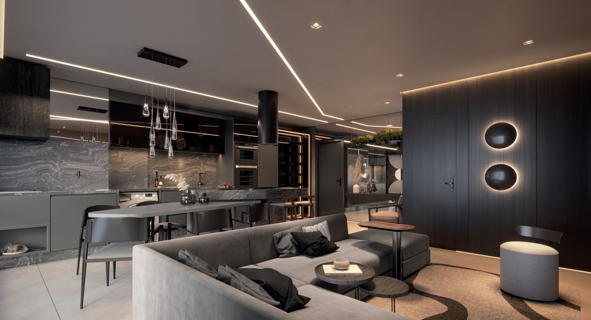 Living de 58 metros quadrados do Art Design Residence