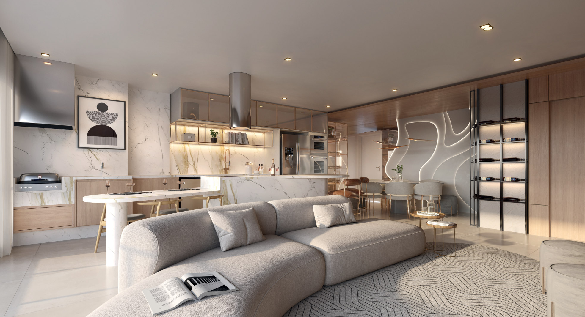 Living de 90 metros quadrados do Art Design Residence