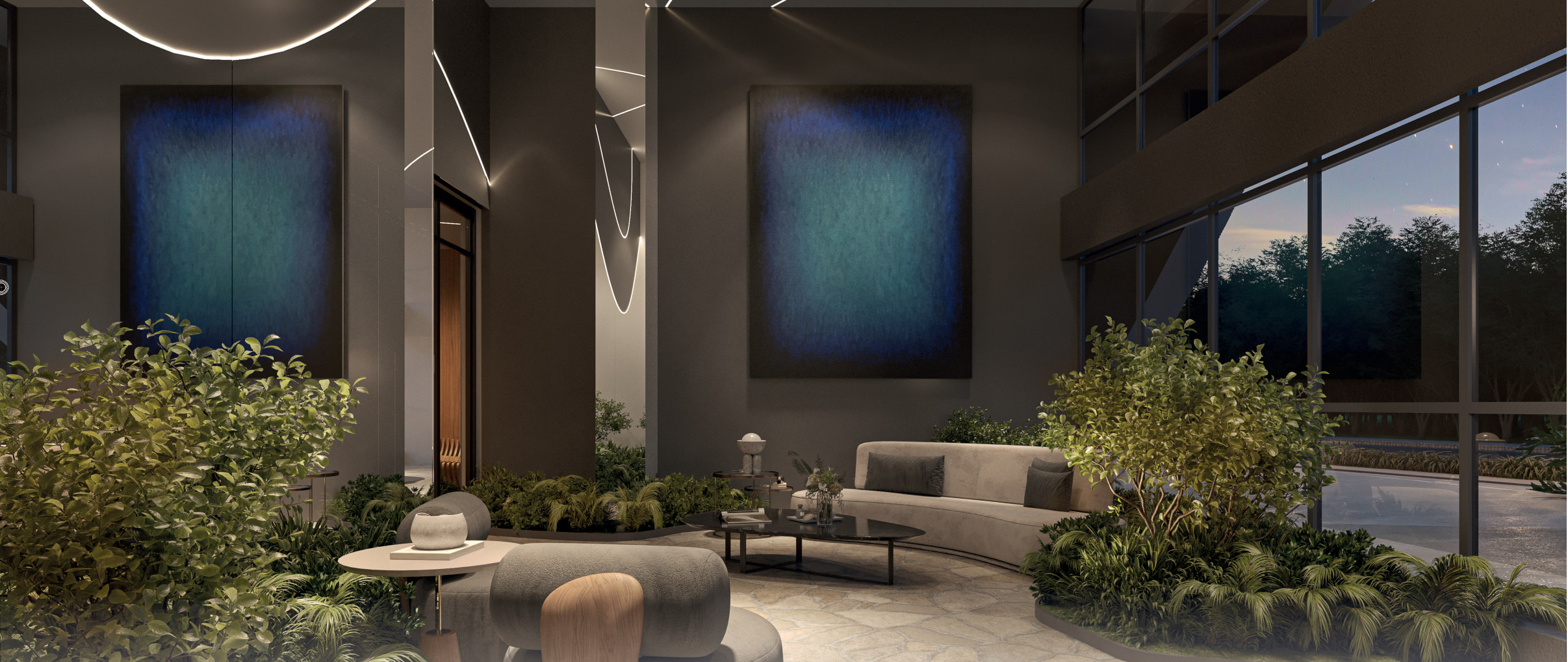 Lobby com obra de arte do Art Design Residence
