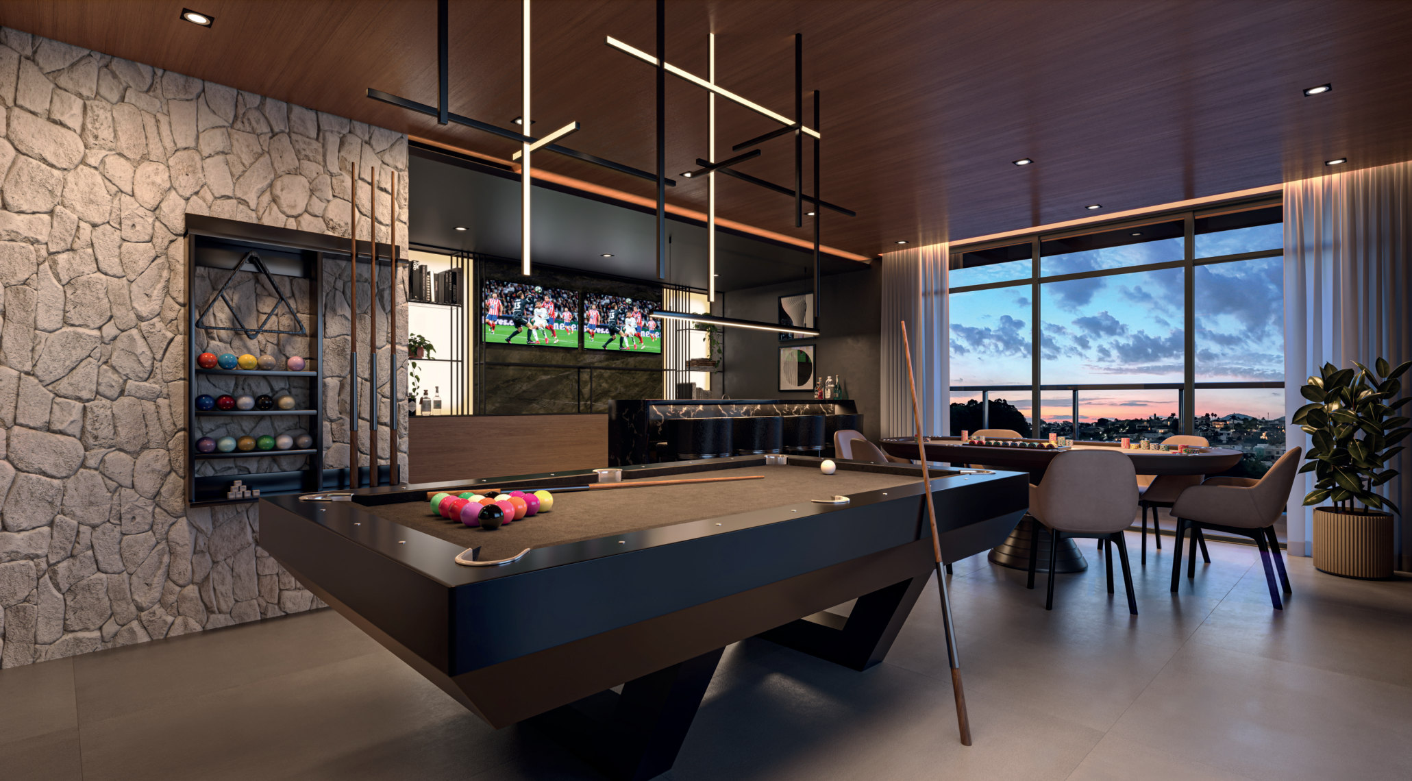 Sports bar no rooftop do Art Design Residence