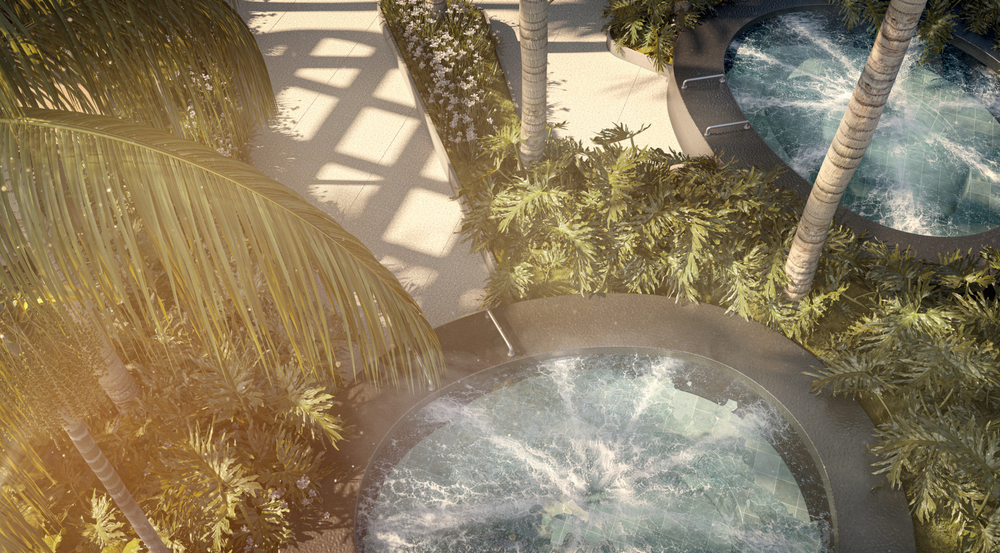Área wellness com spa do Art Design Residence